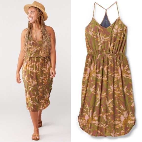 Prana Ayla Spaghetti Strap Racerback Midi Dress with Built in Bra size small - Picture 1 of 6